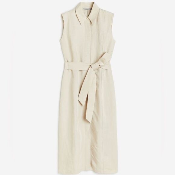 H&M Linen Blend Shirt Dress New - Picture 2 of 8